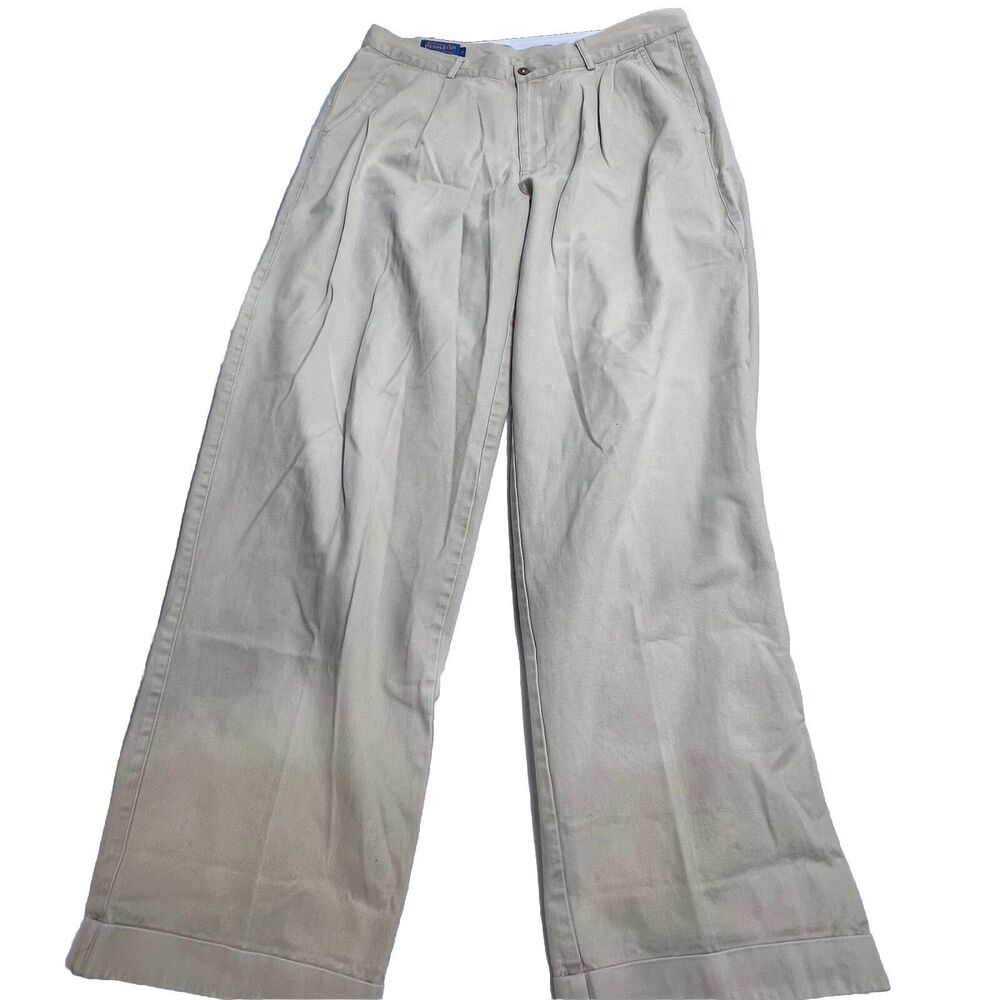 Pendleton Mens Khaki Pleated Front Cuffed Hem Straight Leg Pants Size 36x30